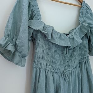 R.YIposha Women Vintage Elastic Square Neck Ruffled Half Sleeve Summer Backless